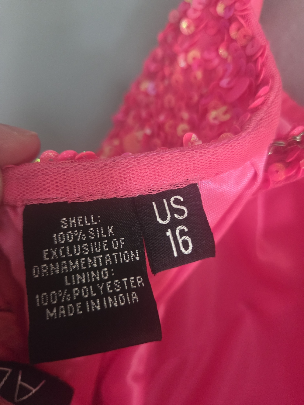 One-Shoulder Hot Pink Sequin Cocktail Dress - Picture 4 of 5